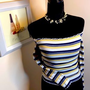 Long Sleeve Off The Shoulder Fitted Top